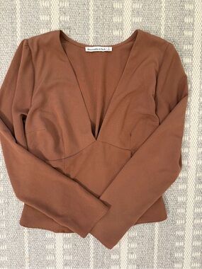 Abercrombie & Fitch Blouse Deep V Long Sleeve Small Coquette Romantic